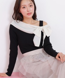 ◇アシメリボンニット