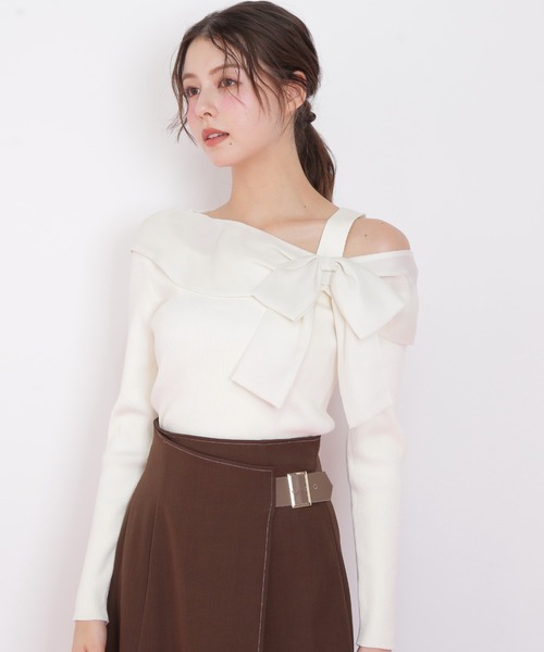JILL by JILL STUART(ジルバイジルスチュアート)の「◇アシメリボンニット(ニット/セーター・レディース・ホワイト/ブラック系その他/ブルー・FREE)」の15枚目の写真