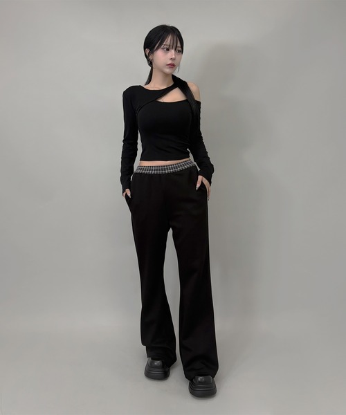 FOLLOWIN(フォロウィン)の「2way/チェックスカートレイヤーフレアパンツ(その他パンツ・レディース・グレー/ブラック・LARGE/MEDIUM/SMALL)」の13枚目の写真