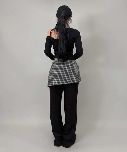 FOLLOWIN(フォロウィン)の「2way/チェックスカートレイヤーフレアパンツ(その他パンツ・レディース・グレー/ブラック・LARGE/MEDIUM/SMALL)」の10枚目の写真