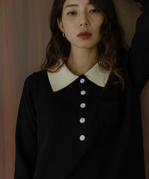 URBAN RESEARCH Sonny Label（アーバンリサーチサニーレーベル）の「『WEB限定』ニットポロワンピース（ワンピース・レディース・ブラック/チャコールグレー/ブラウン・FREE）」の4枚目の写真