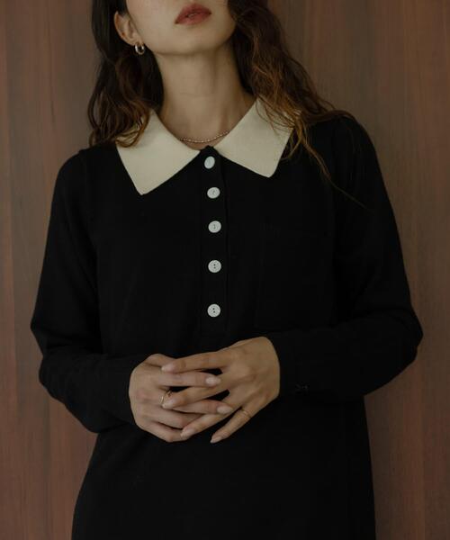 URBAN RESEARCH Sonny Label（アーバンリサーチサニーレーベル）の「『WEB限定』ニットポロワンピース（ワンピース・レディース・ブラック/チャコールグレー/ブラウン・FREE）」の5枚目の写真