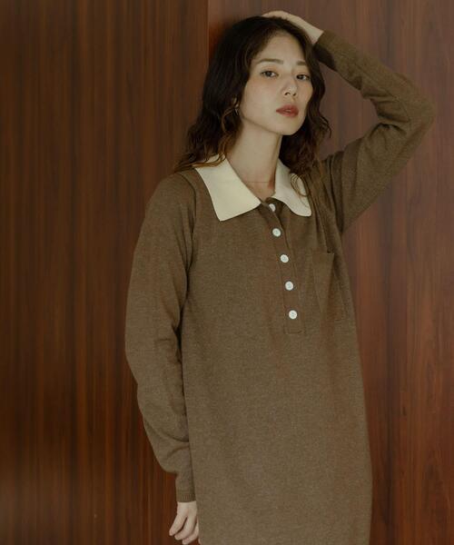 アーバンリサーチ　Sonny label ニットポロワンピース　新品　手洗可能 URBAN RESEARCH Sonny Label ワンピース 「WEB限定」ニットポロ