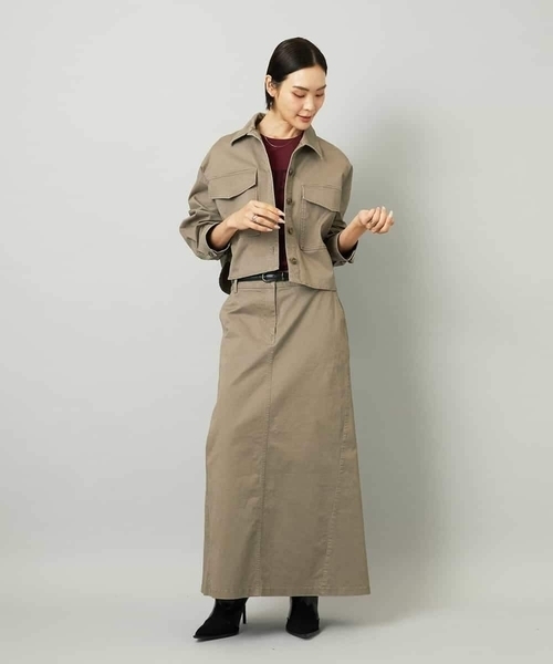 MICHEL KLEIN（ミッシェル・クラン）の「[セットアップ対応]チノダブルポケットブルゾン（デニムジャケット・レディース・カーキ・38）」の19枚目の写真