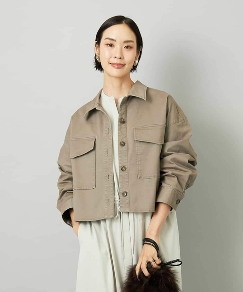MICHEL KLEIN（ミッシェル・クラン）の「[セットアップ対応]チノダブルポケットブルゾン（デニムジャケット・レディース・カーキ・38）」の17枚目の写真