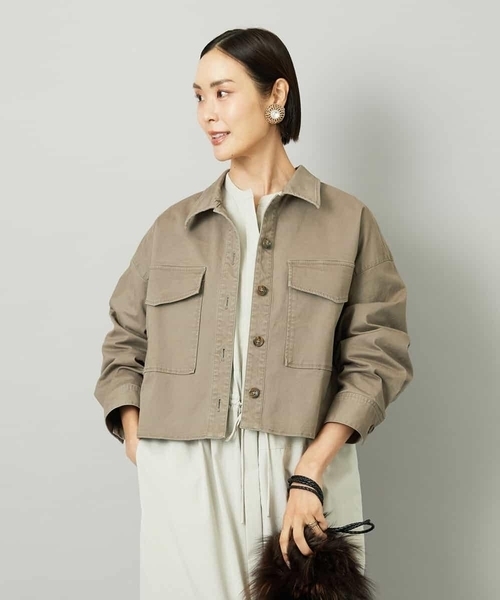 MICHEL KLEIN（ミッシェル・クラン）の「[セットアップ対応]チノダブルポケットブルゾン（デニムジャケット・レディース・カーキ・38）」の16枚目の写真