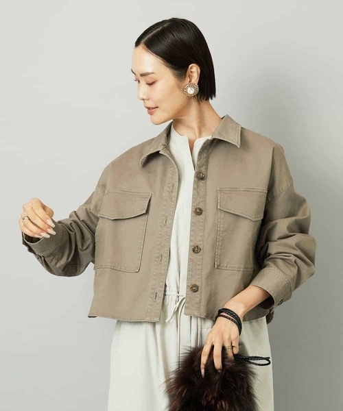 MICHEL KLEIN（ミッシェル・クラン）の「[セットアップ対応]チノダブルポケットブルゾン（デニムジャケット・レディース・カーキ・38）」の15枚目の写真