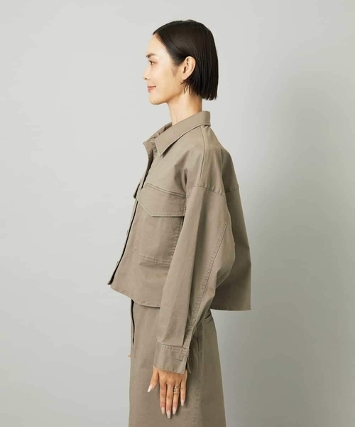 MICHEL KLEIN（ミッシェル・クラン）の「[セットアップ対応]チノダブルポケットブルゾン（デニムジャケット・レディース・カーキ・38）」の10枚目の写真