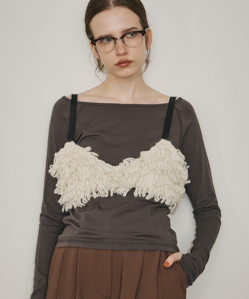 room153（ルームイチゴサン）の「フリンジニットビスチェ（その他トップス・レディース・ブラック/ホワイト/ベージュ・FREE）」の12枚目の写真