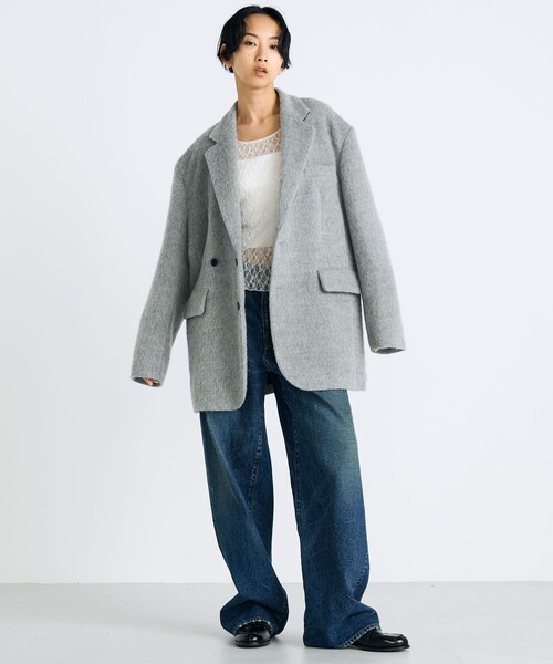 アルパカシャギー オーバーサイズドジャケット（ダウンジャケット