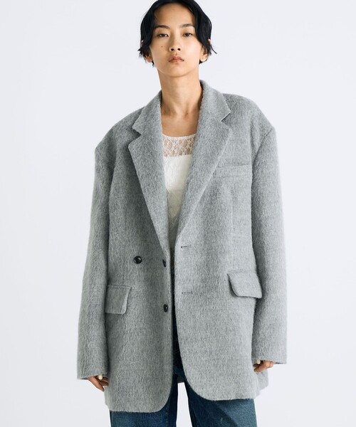 アルパカシャギー オーバーサイズドジャケット（ダウンジャケット