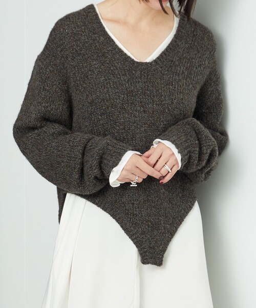 AEWEN MATOPH(イウエン マトフ)の「<AEWEN MATOPH>ウールアルパカ ニットロンパース(ニット/セーター・レディース・ダークブラウン/ベージュ・FREE)」の3枚目の写真