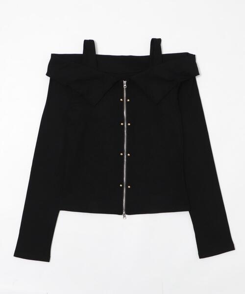 dispark（ディスパーク）の「DISPARK/【25年秋冬新作】オフショルスタッズデザイントップ（Tシャツ/カットソー・レディース・ブラック/ブラウン・FREE）」の13枚目の写真