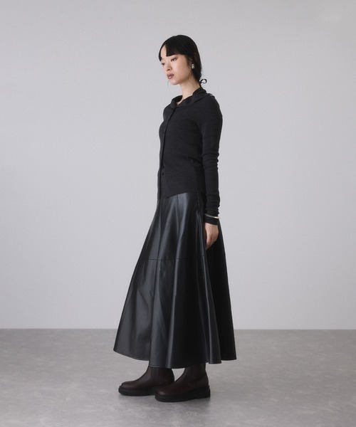 セール】シンセティックレザーフレアスカート（スカート）｜ADAM ET