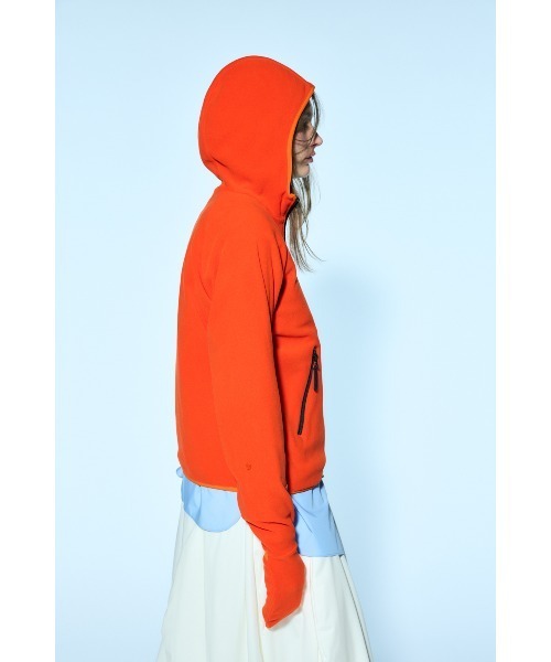 nagonstans(ナゴンスタンス)の「MICRO FLEECE フリースパーカー(パーカー・レディース・杢グレー/オレンジ・MEDIUM)」の5枚目の写真