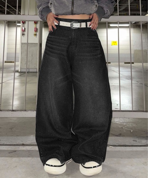 新品タグ付き　 リグリーム　カーブワイドデニム　S ブラック regleam カーブワイドデニム ブラック S Stretch Black Slim Denim