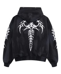 A'GEM/9 × .kom 『SUPPLIER/サプライヤー』 Tribal Bones Pierced Zip Hoodie/トライバルボーン ピアスデザイン ジップアップパーカー