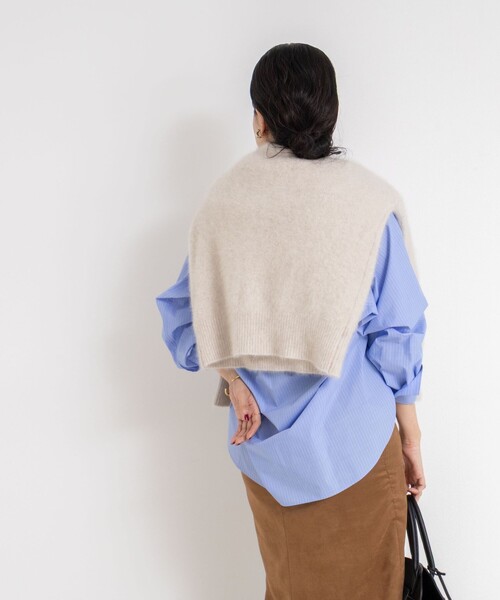 NOLLEY’S Sophi（ノーリーズソフィ）の「ウォッシャブルタイプライターVネック2WAYシャツ（シャツ/ブラウス・レディース・ネイビー/ホワイト/ブルー系その他3・38）」の8枚目の写真