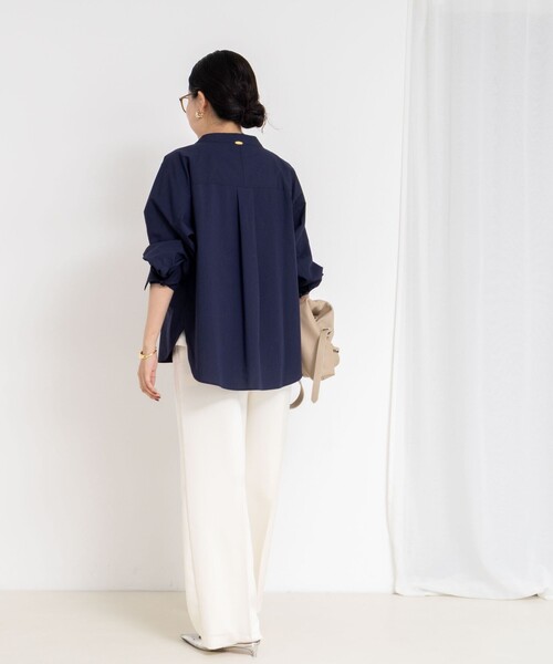 NOLLEY’S Sophi（ノーリーズソフィ）の「ウォッシャブルタイプライターVネック2WAYシャツ（シャツ/ブラウス・レディース・ネイビー/ホワイト/ブルー系その他3・38）」の12枚目の写真