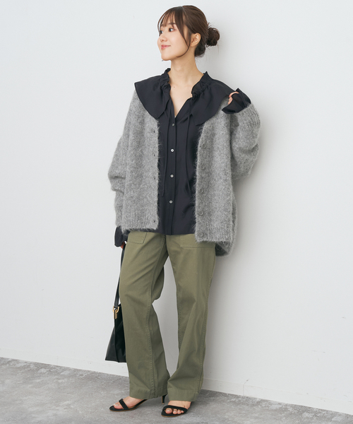 Spick & Span（スピックアンドスパン）の「ポリアセテートラッフルカラーブラウス（シャツ/ブラウス・レディース・ベージュ/ブラウン/ブラック・FREE）」の8枚目の写真