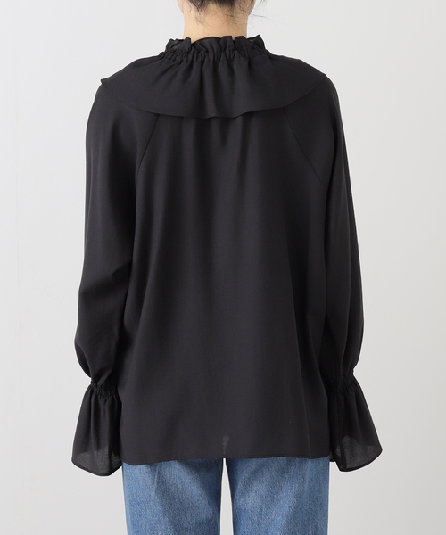 ポリアセテートラッフルカラーブラウス（シャツ/ブラウス）｜Spick