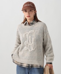 [モヘアライクな素材感]刺繍シアーニットプルオーバー
