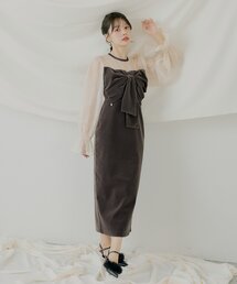 Chico（チコ）の「【SALON by Chico】配色シアーリボンベロアワンピース/オケージョン（ドレス）」