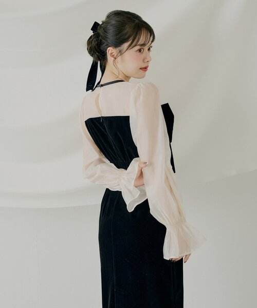 Chico（チコ）の「【SALON by Chico】配色シアーリボンベロア