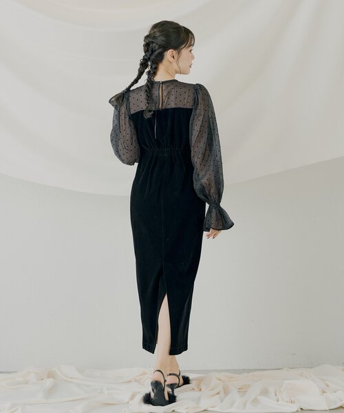 SALON by Chico】配色シアーリボンベロアワンピース/オケージョン