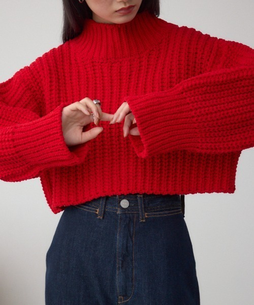 セール】マットモールクロップドハイネックニット（ニット/セーター