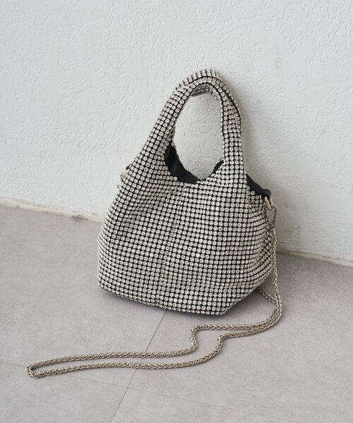 LOUNGEDRESS(ラウンジドレス)の「【GALENA/ガレナ】ラインストーンBag(ハンドバッグ・レディース・シルバー/イエロー・FREE)」の1枚目の写真