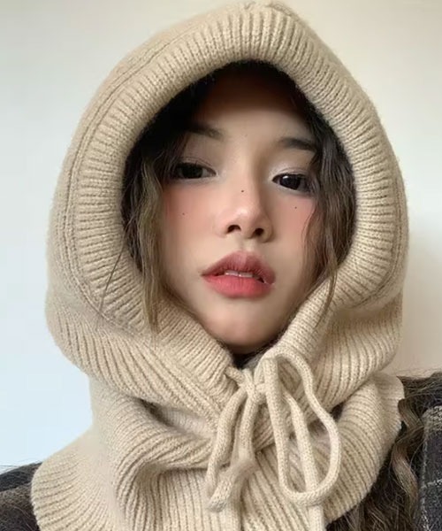 VIBGYOR Women(ヴィブジョー ウィメン)の「【urge select】リブニット バラクラバ ニット帽/ネックウォーマー【7色展開】(ニットキャップ/ビーニー・レディース・グレー/ブラック/ホワイト/ブラウン/レッド/グリーン/ベージュ・FREE)」の5枚目の写真