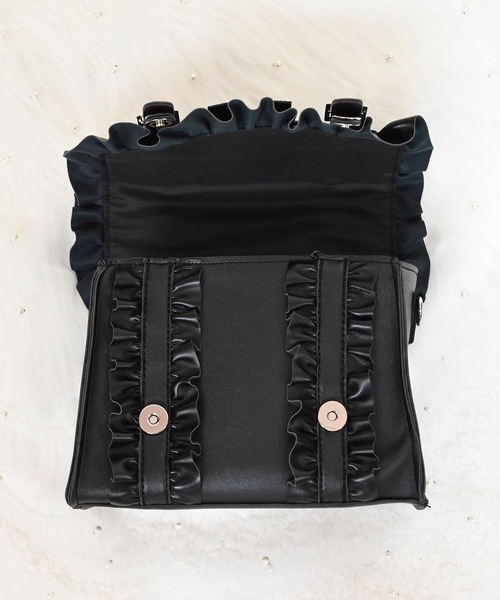 MA*RS(アメーバーマーズ)の「りぼん×フリルショルダーBAG(ハンドバッグ・レディース・ブラック/ホワイト・FREE)」の13枚目の写真