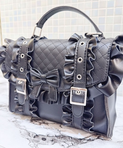 MA*RS(アメーバーマーズ)の「りぼん×フリルショルダーBAG(ハンドバッグ・レディース・ブラック/ホワイト・FREE)」の6枚目の写真