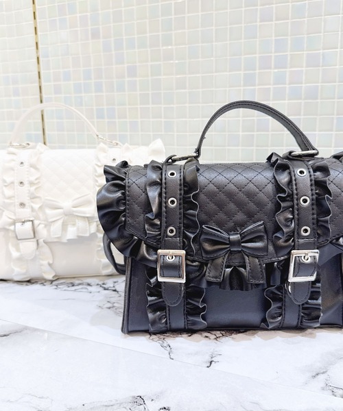 MA*RS(アメーバーマーズ)の「りぼん×フリルショルダーBAG(ハンドバッグ・レディース・ブラック/ホワイト・FREE)」の7枚目の写真