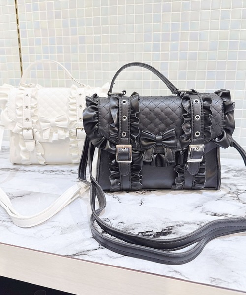 MA*RS(アメーバーマーズ)の「りぼん×フリルショルダーBAG(ハンドバッグ・レディース・ブラック/ホワイト・FREE)」の8枚目の写真