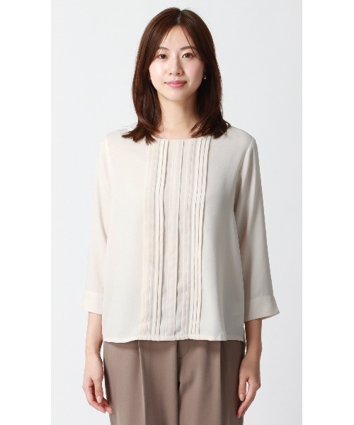 AOYAMA(アオヤマ)の「一枚で上品見え!WEB限定フロントピンタックブラウス(シャツ/ブラウス・レディース・ネイビー/ベージュ/ホワイト/ブラウン・S/M/L)」の16枚目の写真