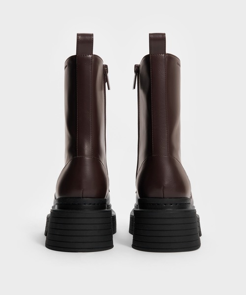 CHARLES & KEITH(チャールズ & キース)の「サテンレース プラットフォームコンバットブーツ(ブーツ・レディース・ブラック/ダークブラウン・25.5cm/25cm/24.5cm/23.5cm/23cm/22.5cm)」の13枚目の写真