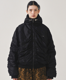 HOODY SHIRRING VOLUME JACKET_BLACK