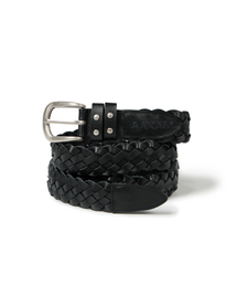 30mm Braided Western Leather Belt (Black)