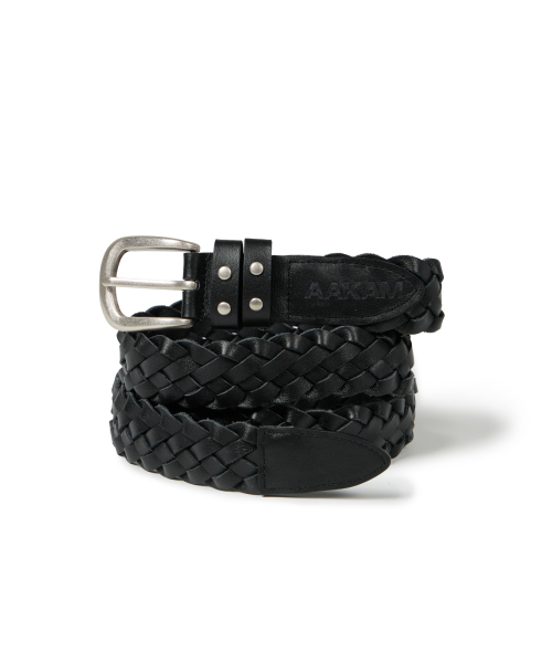 セール】30mm Braided Western Leather Belt (Black)（ベルト）｜AAKAM