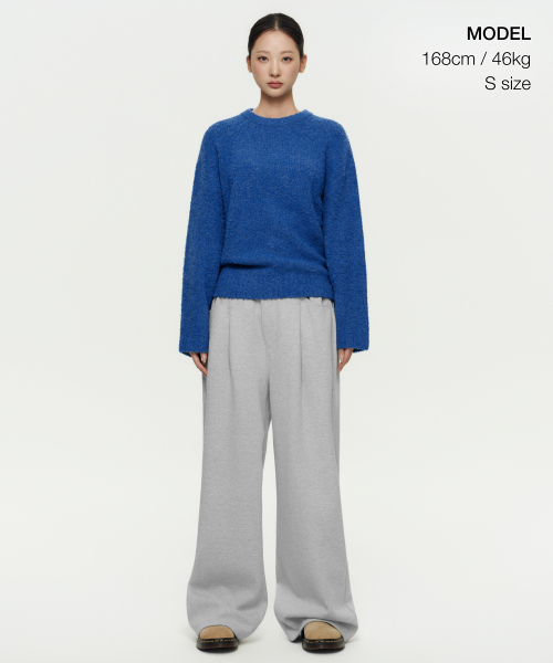 MUSINSA STANDARD WOMAN（ムシンサスタンダードウーマン）の「ウィメンズブークルリラックスクルーネックニット[ブルー]（ニット/セーター・レディース・その他・SMALL/MEDIUM/LARGE/X-SMALL）」の2枚目の写真