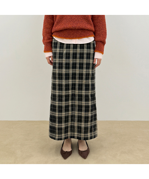 Check H-Line Skirt (Black)