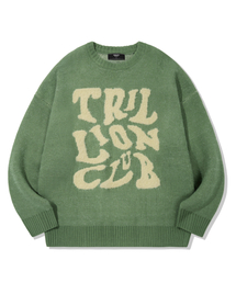 TRILLION（トリリオン）の「ヘアリーグラフィックロゴオーバーサイズジャカードニット（グリーン）（ニット/セーター）」