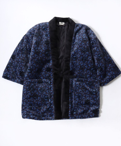 和んこ堂（ワンコドウ）の「和んこ堂 ふわもこボアフリース半纏/ちゃんちゃんこ/ワンポイント刺繍/和柄（ガウン/バスローブ・メンズ・チャコールグレー/ブラック/ブラウン/ネイビー系1/ネイビー系2/ネイビー系3・M-L）」の16枚目の写真