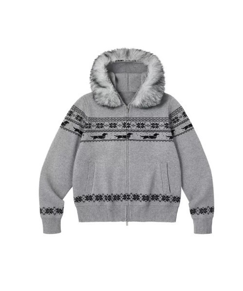 MONCLER グレー ノルディック柄 カーディガン ラスト1点☆SALE【即納可】ウール・ノルディック柄・ハイネック