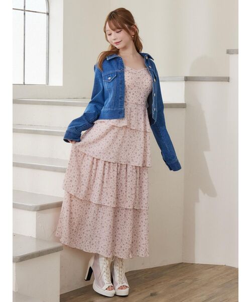 EATME（イートミー）の「BACKリボンティアードロングワンピース（ワンピース・レディース・ピンク/オフホワイト/ブラック・SMALL/MEDIUM）」の6枚目の写真