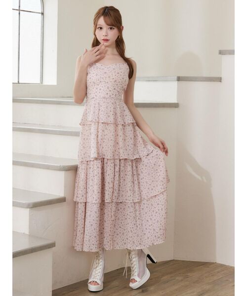 EATME（イートミー）の「BACKリボンティアードロングワンピース（ワンピース・レディース・ピンク/オフホワイト/ブラック・SMALL/MEDIUM）」の8枚目の写真