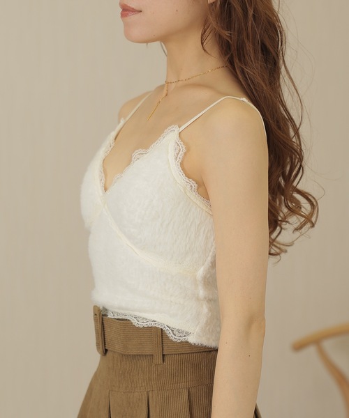 Lace Ladies(レースレディース)の「バック シャーリング Vネック ファー キャミソール(キャミソール・レディース・アイボリー/ブラック/ホワイト/ブラウン・FREE)」の9枚目の写真