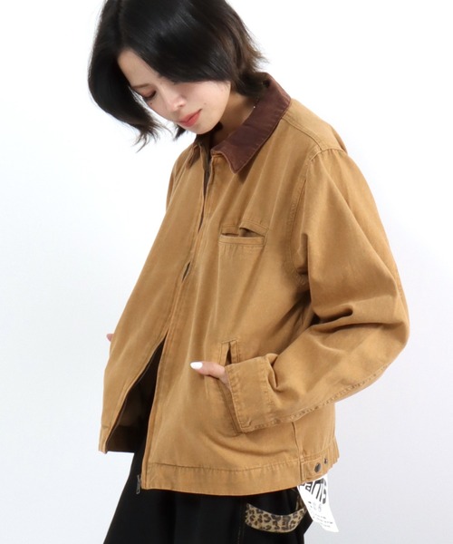 Salong hameu(サロン ハミュー)の「ダック ワークジャケット/ジップブルゾン/春アウター メンズ レディース ユニセックス(ブルゾン・メンズ・ブラック/ブラウン/チャコールグレー・M/L)」の3枚目の写真